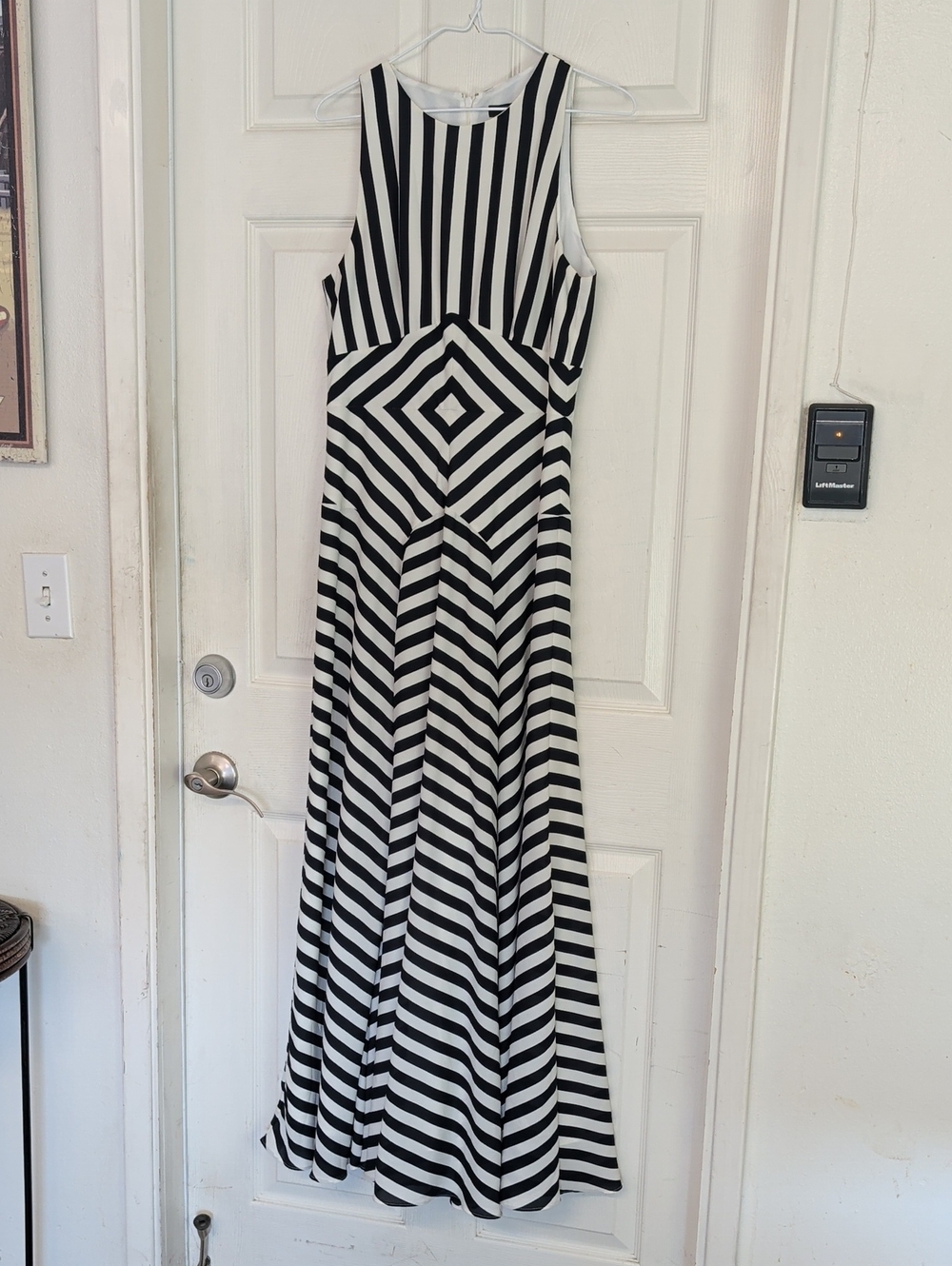 J. Crew Sleeveless High-Neck Maxi Dress in Geometric Stripe size 6 Navy